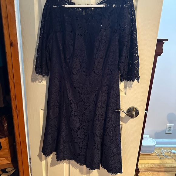 Eliza J Navy Lace Fit and Flare Dress - Picture 3 of 5